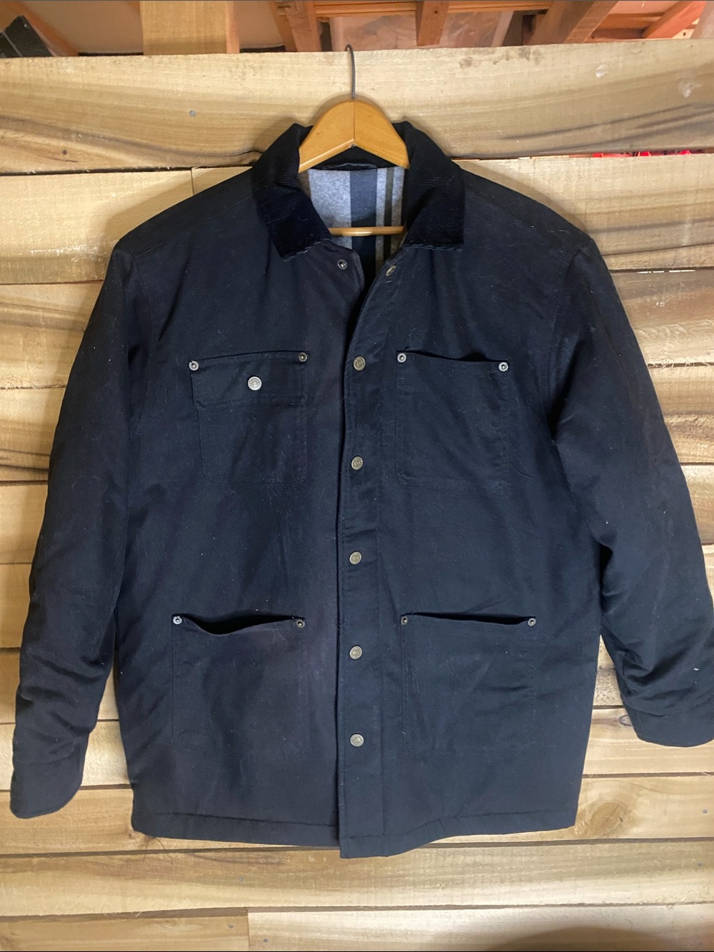 Wrangler Workwear Black blanket lined chore coat size XL 4 pockets